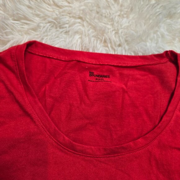 🌸No Boundaries T-Shirt Women's Junior Medium Red Short-Sleeved Stretch - Picture 5 of 5